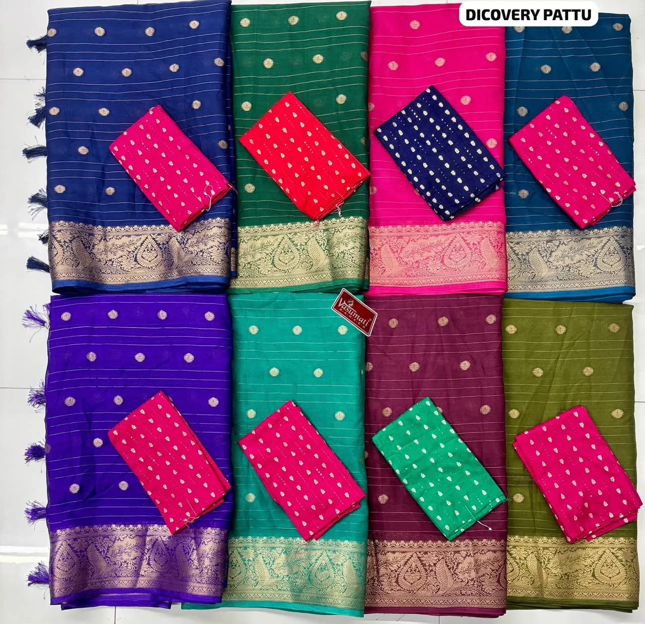 DISCOVERY PATTU FABRICS- CREP JACARD (with BUTTI) SAREES- 5.35* *BLOUSE-0.80 VISCOS